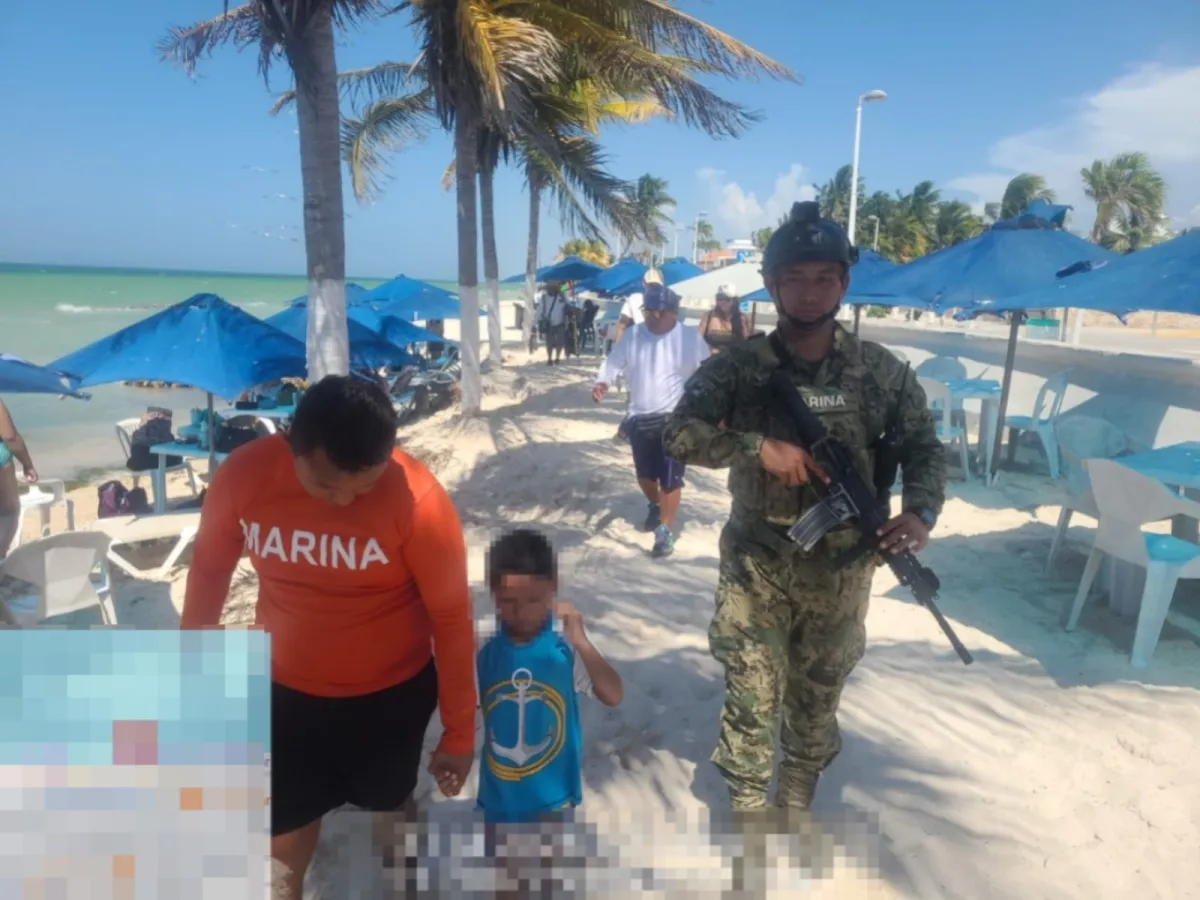 Marina, en colaboración con la policía turística de Yucatán, localiza  a dos menores extraviados en Progreso