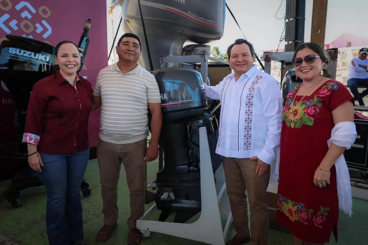Entregan 177 motores para fortalecer la pesca en Yucatán.